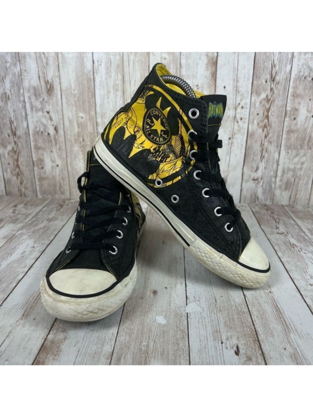 🦇 BATMAN Converse All Star High Top Sneakers Womens 5 Youth 3 - Picture 2 of 8